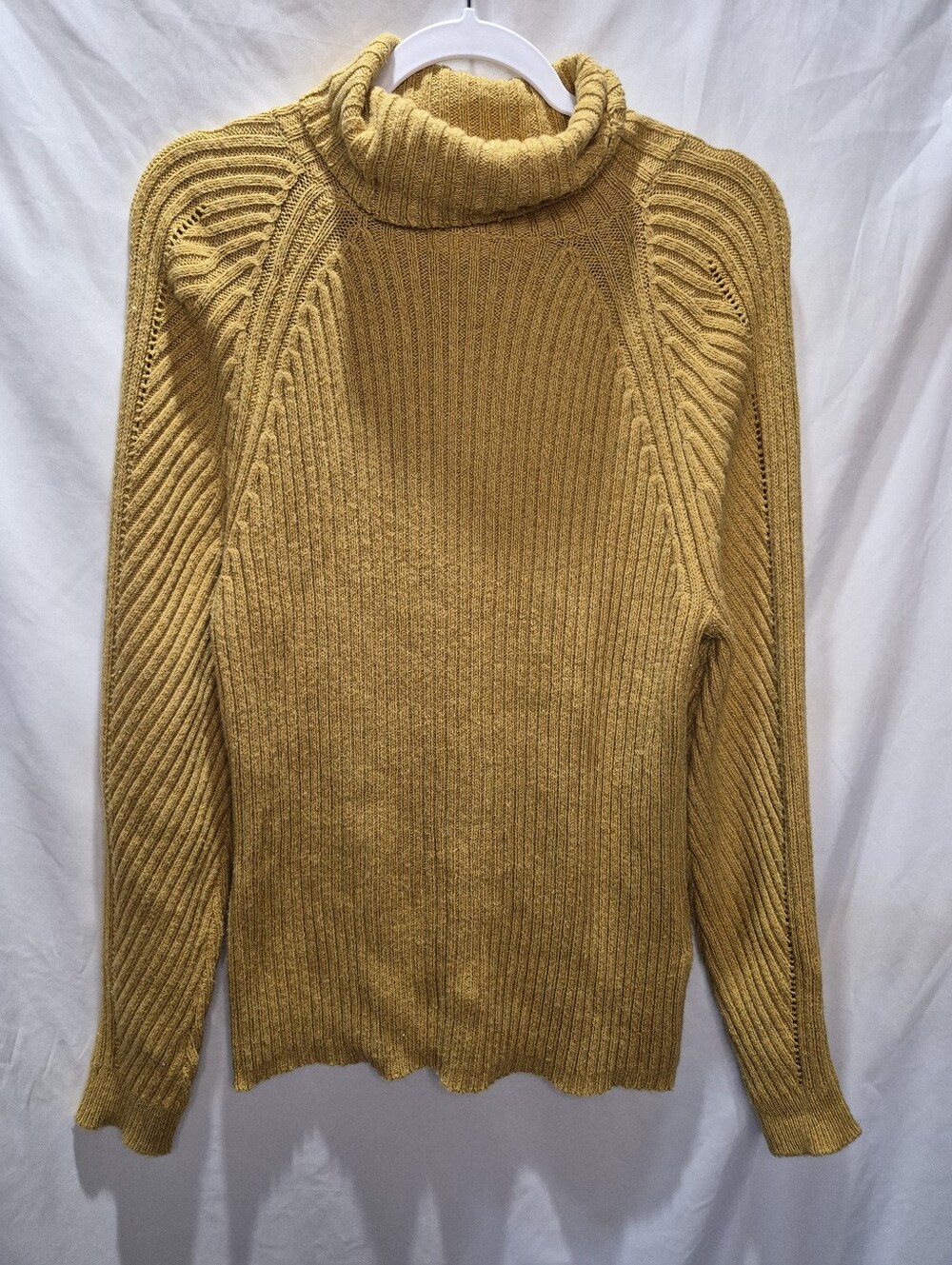 Sundance XL Mustard Gold Silk Blend Ribbed Turtleneck Sweater Boho